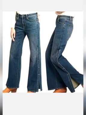 Nili Lotan for Target Wide Leg Flare Button 12 Snap Jeans Size 4